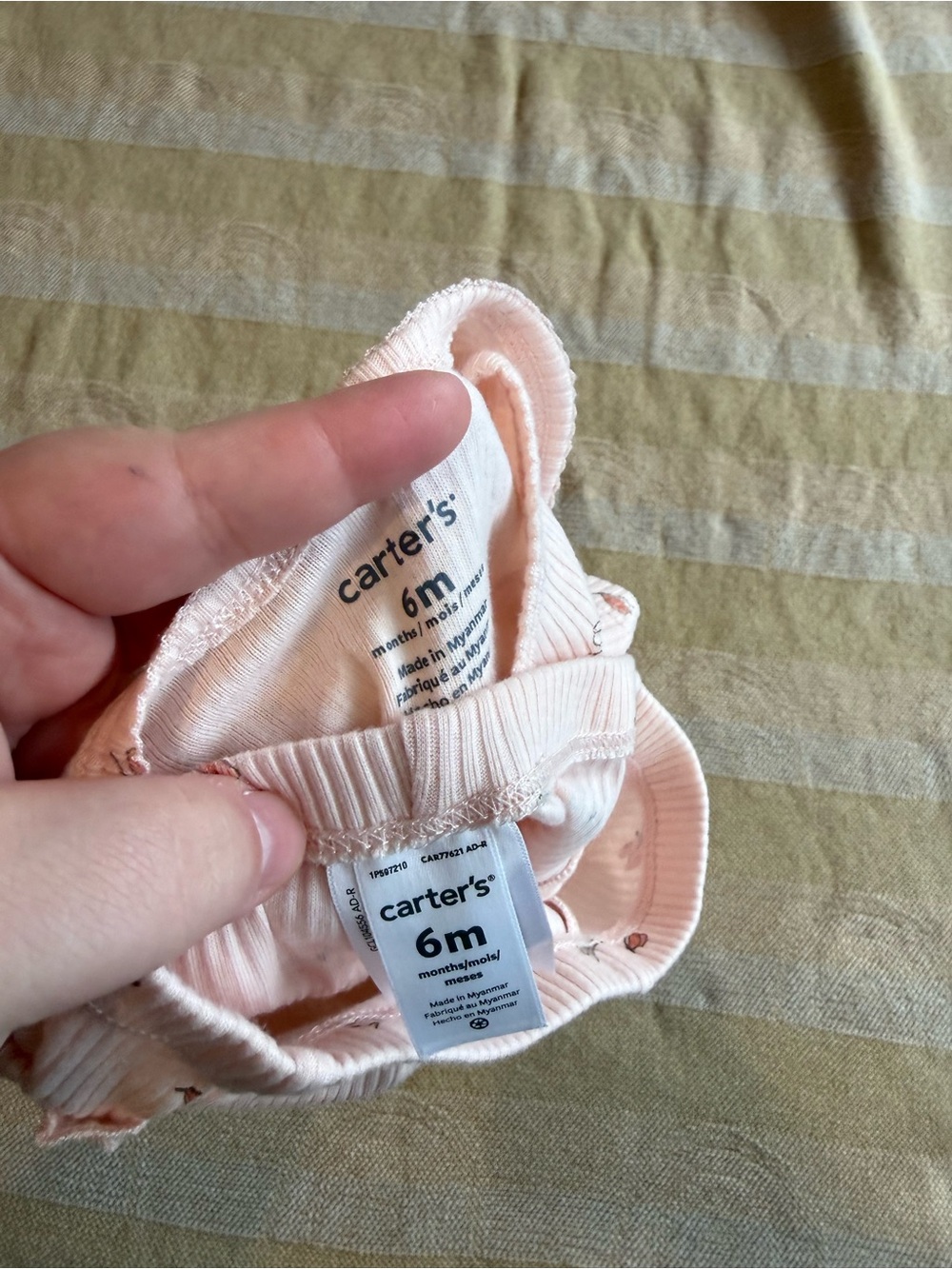 Carter's Pink Ribbed Dragonfly One-Piece with Ruffle Pants 6m Set - Picture 3 of 3
